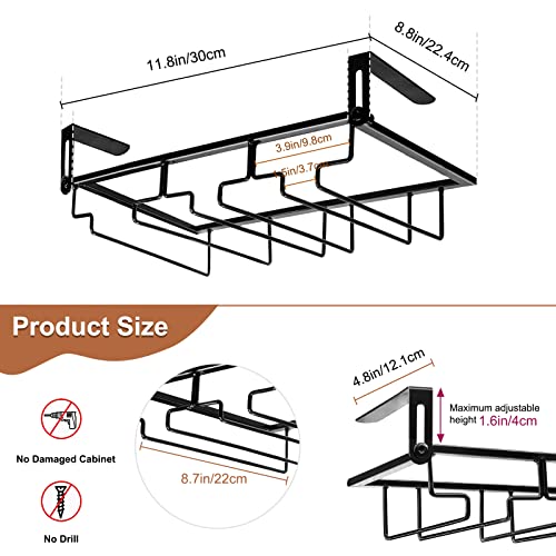 2Pcs Adjustable Wine Glass Rack Under Cabinet