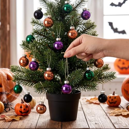 32 Pcs 1'' Mini Glass Halloween Ornament (32 Count)