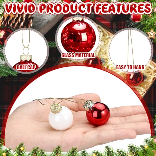 32 Pcs 1'' Mini Glass Christmas Ornament