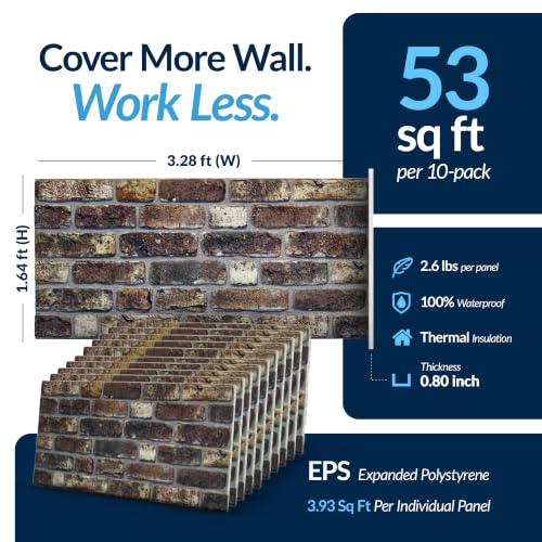 3D Wall Panels Faux Brick (10 Count)