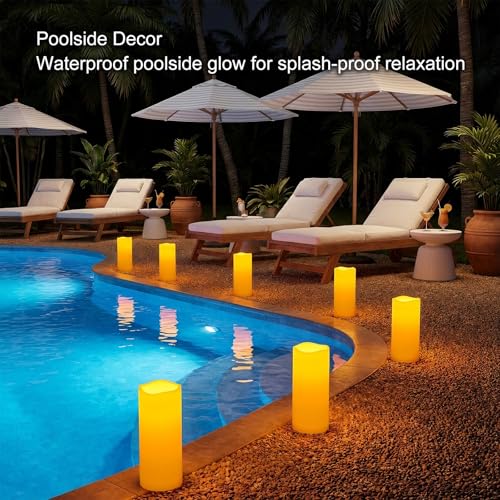 12"x5" Large Waterproof Outdoor Flameless Candles with Remote Timer