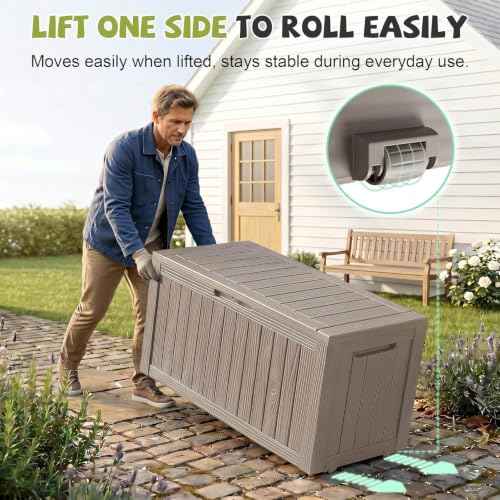 130 Gal Package Delivery Box Lockable Outdoor Storage Boxes Grey