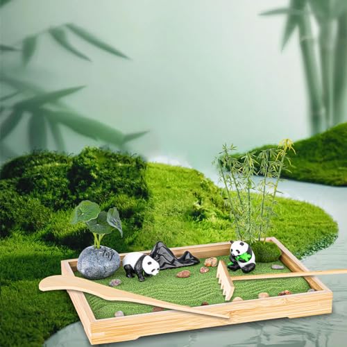 Zen Garden Kit for Desk 11''x7.5'' Room Decor with Green Sand