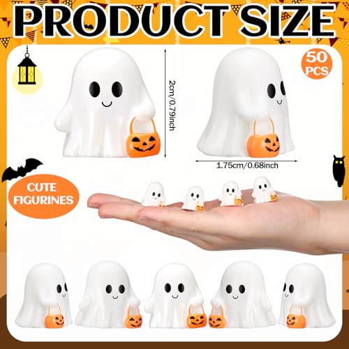 50 Pcs Halloween Mini Ghosts Figurines Resin Tiny Ghosts (50 Count)