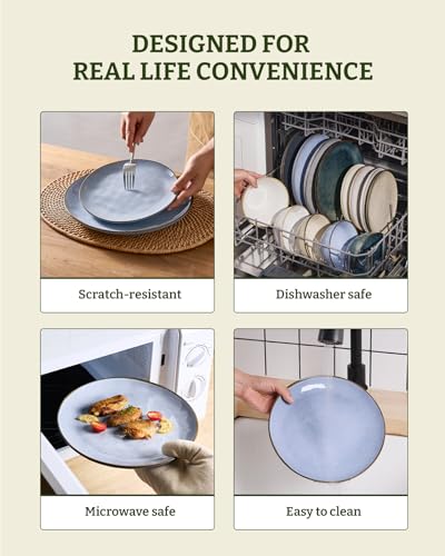 Ocean Round Stoneware Dinnerware Set for 8