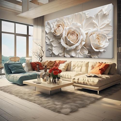 Large Wall Art For Living Room Prints Home Wall Decor Modern Canvas Art Wall Decor 39 X 78 Inches White Flower Wall Art Elegant Flower Painting Picture For Bedroom Hotel Office Artwork