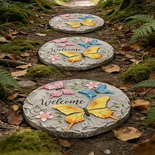 Butterfly Garden Stepping Stones Outdoor 0.75 * 10 * 10 Inch