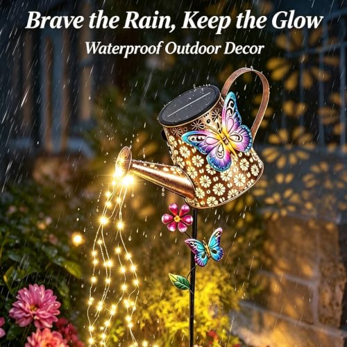 Solar Watering Can with Lights Outdoor Garden Gifts for Women Mom Grandma