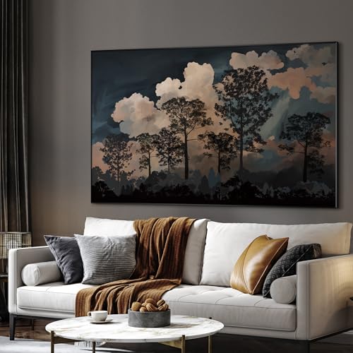 46"x72" Extra Large Framed Wall Art Silhouetted Trees at Dusk