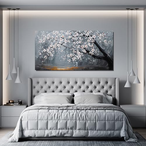 Canvas Wall Art Black And White Floral Wall Art For Living Room 20"X40"