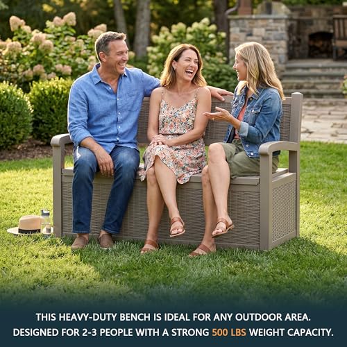 75 Gallon Storage Bench Deck Box Outdoor Indoor