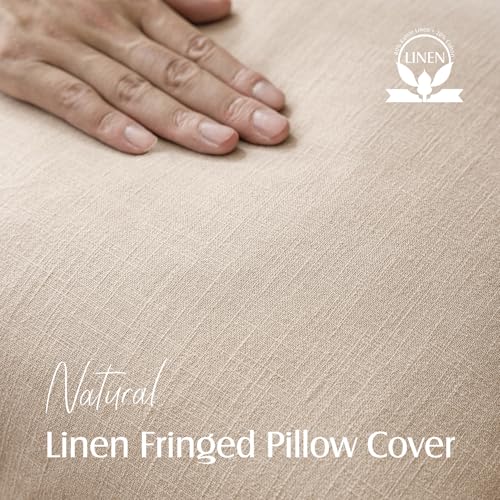 Decorative Linen Fringe Throw Pillow Covers 24×24 Inch (2 Count)