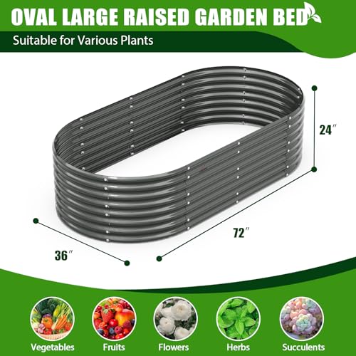 Anleolife 2 Bed 6x3x2ft Oval Galvanized Raised Garden Beds (2 Count)