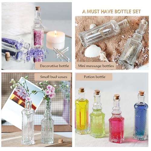 24 pcs Small Mini Clear Vintage Glass Bottles with Corks (24 Count)