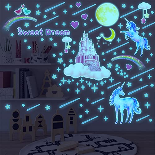 Glow in The Dark Unicorn Castle Wall Decals