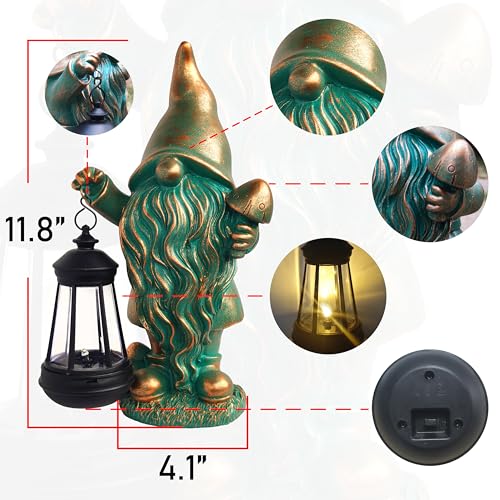 JOYBEE Garden Statues Gnomes with Solar Lantern Outdoor Decor