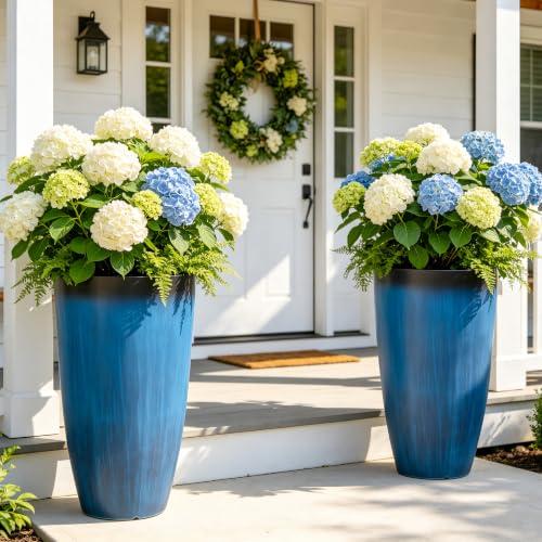 Autodaya 24" Large Tall Outdoor Planters Set of 2 (2 Count)