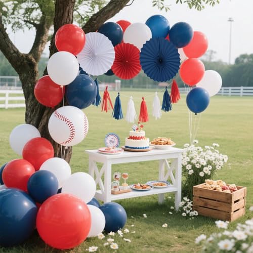 Red White Navy Paper Tassel (17.25 Foot)