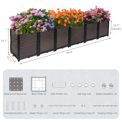 Large Planters for Outdoor Plants 20" Tall Planter Box (6 Count)