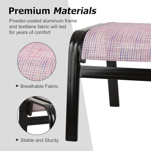 Assembled Patio Outdoor Ottoman Set of 2 Aluminum Outdoor Footstool Pink (2 Count)