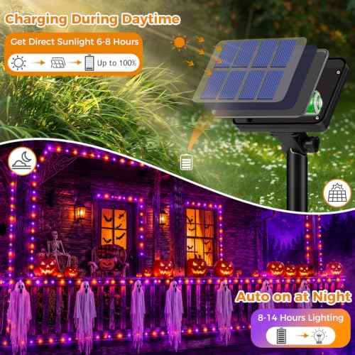 Orange Purple Solar Halloween String Lights Outdoor 2 Pack (2 Count)