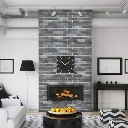 100 Whitewash Grey Faux Brick Wall Tiles (100 Count)