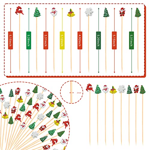 100Pcs 5" Christmas Cocktail Picks for Christmas Decorations Party Supplies (100 Count)