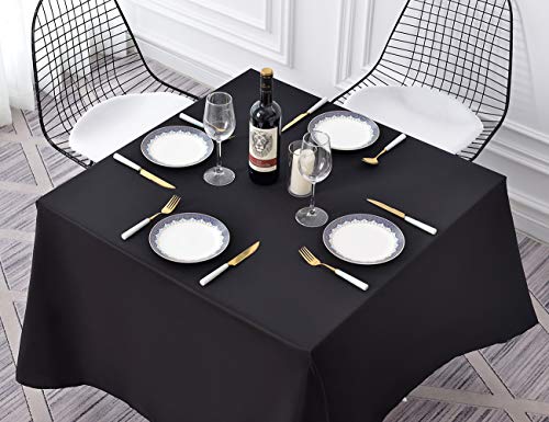 Small Black Square Tablecloth 85x85 Inch for Restaurant