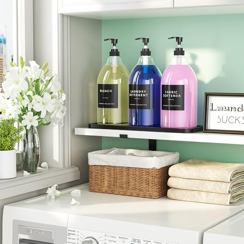 3 Pack Black Liquid Laundry Detergent Dispenser with Bamboo Tray