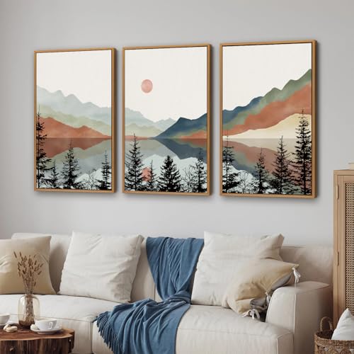 Boho Mountain Framed Canvas Wall Art Set (3 Count)