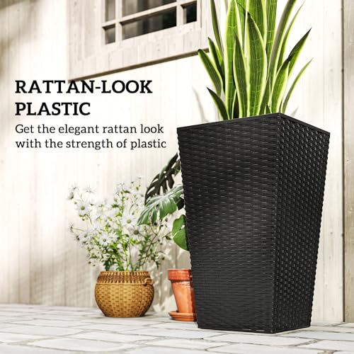 24 in Taper Tall Planters for Outdoor Plants Set of 3 (3 Count)