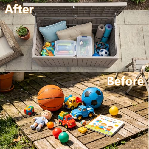 280 Gallon Outdoor Storage Box Waterproof Lockable Resin Deck Box Large
