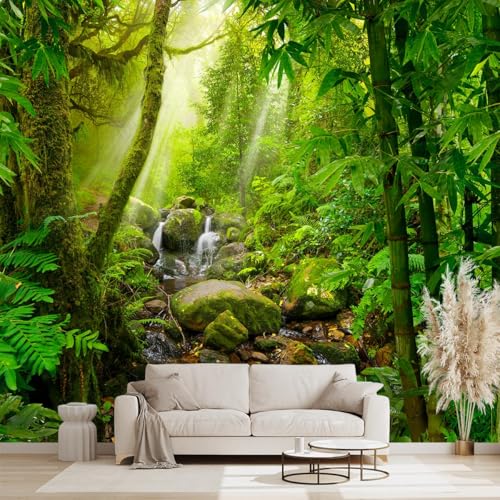 Green Forest Tropical Rainforest wallpeper Living Room Bedroom Nature Jungle Landscape Office Woodland Scenery Tree wall Mural