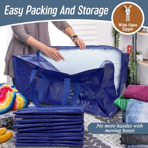 6 Pack Extra Heavy Duty Large Moving Bags with Strong Zipper (6 Count)