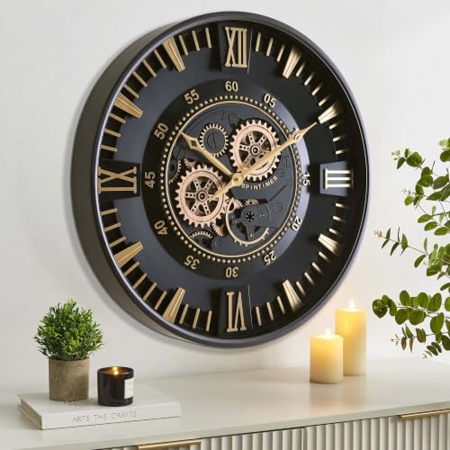 24 Inch Wall Clock with Moving Gears