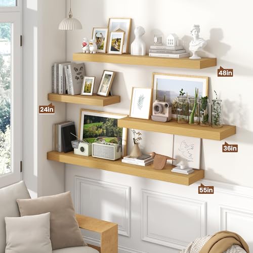 Floating Shelves 15.7" W x 10.3" D Oak Set of 2 (2 Count)