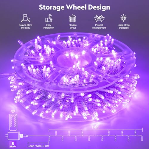 400 LED Purple Halloween Lights Outdoor (132 Foot)
