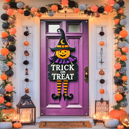 Halloween Door Cover Trick Treat Witch 35x71 Inch Polyester