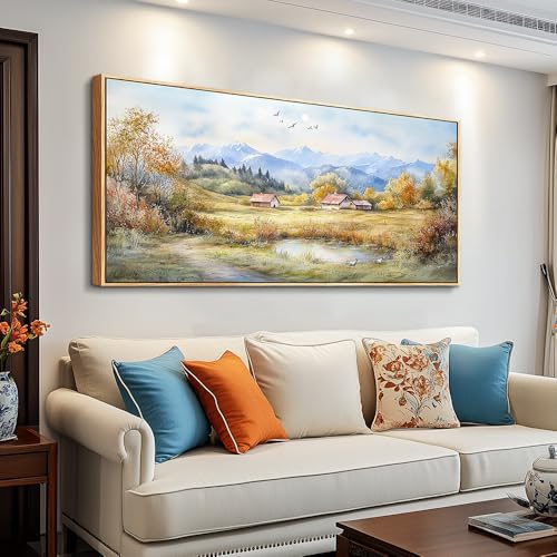 Canvas Wall Art For Living Room Farmhouse Dining Room Home Wall Decor For Bedroom Office Wall Decoration Rural Landscape Painting Wood Frame Prints Pictures Artwork Aesthetics 20"x40"