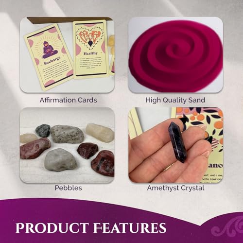 Wooden Zen Garden with Daily Affirmation Cards for Women and Men