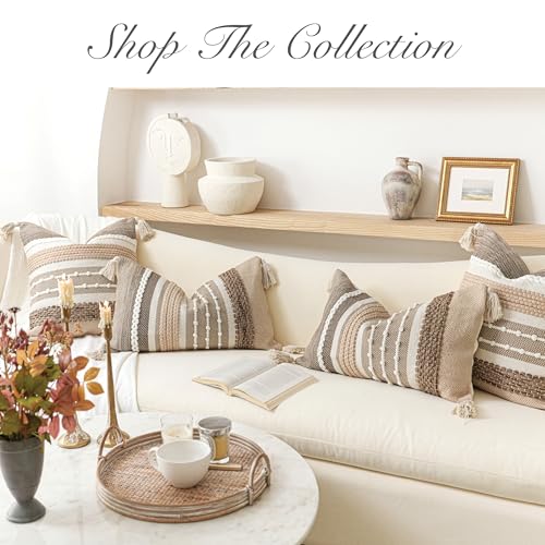 Decorative Lumbar Throw Pillow Cover 14x24 Boho Brown Accent Cushion for Couch Sofa Farmhouse Pillowcase for Bedroom Living Room Home Décor Cover ONLY