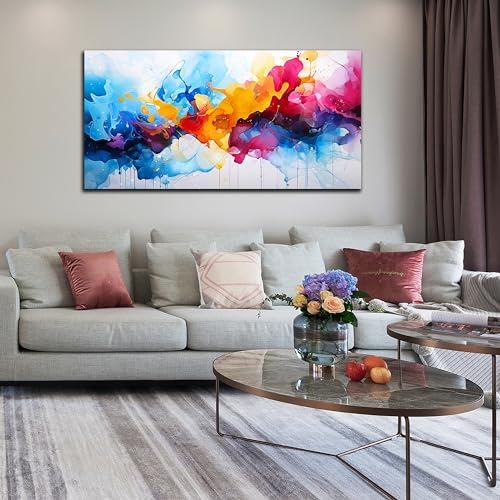 Colorful Abstract Canvas Wall Art for Living Room Bedroom Home Office Modern Wall Decor Blue Orange Pink Gray Abstract Picture Ready to Hang Size 30x60