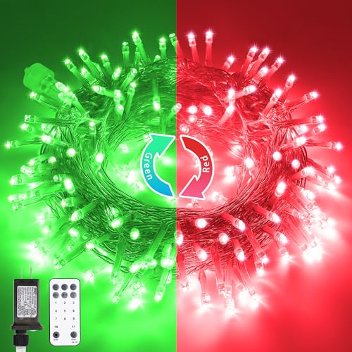 200 LED Red & Green String Lights Outdoor for Christmas Decor (66 Foot)