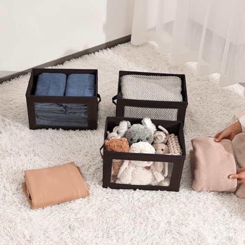 Brown Fabric Storage Bins with Lids (6 Count)