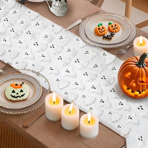 Halloween Table Runner 13x72 Inch Ghost Soft Plush Faux Fur Halloween Table Runner Hallowee Home Decor