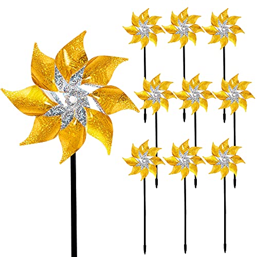 10 Pack Reflective Pinwheels with Stakes (10 Count)