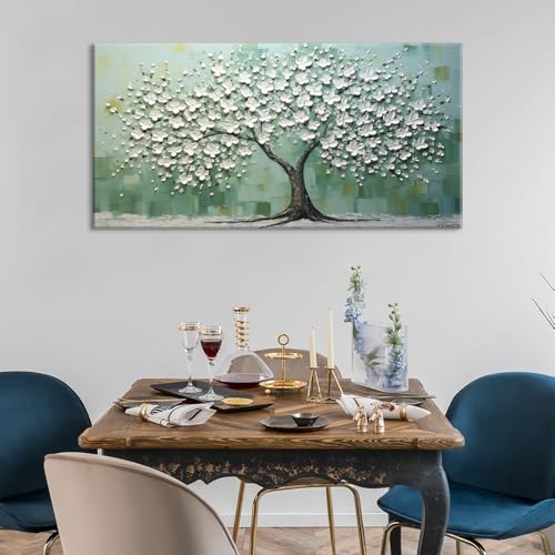Turquoise Tree of Life Wall Art for Living Room Canvas Prints Artwork Modern Abstract Bedroom Office Painting Decor