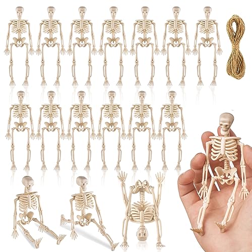 16Pcs 6" Halloween Mini Plastic Skeleton Figurines Decorations Set (16 Count)
