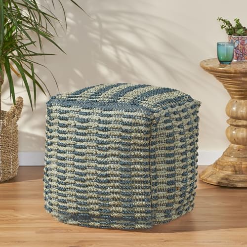 Boho Handmade Fabric Cube Pouf Ottoman Foot Stool
