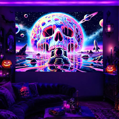 Blacklight Tapestry Galaxy Astronaut UV Wall Art 78 x 59 Inch